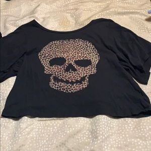 Skull front and skull cut out back t shirt